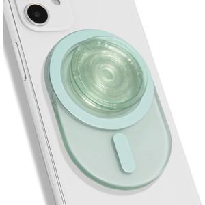 Oval Magnetic Phone Grip  MagSafe Compatible, Translucent Design, Slim and Lightweight, Grip and Stand for iPhone (Green)