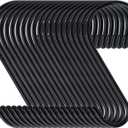 DINGEE 6 Inch 24 Pack Large S Hooks for Hanging Plants,Vinyl Coated Heavy Duty S Hooks for Hanging Non Slip S Hanger Hooks Steel Metal with Rubber Stopper Closet Hooks,Clothes,Jeans,Pot Pan Garden (Black)