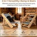 2 in 1 Compact Dog Stairs & Ramp for Small Dogs, Dachshunds & Old Cats, Sturdy Wooden Foldable Adjustable Pet Steps with Non-Slip Mat for Bed Couch Car Travel