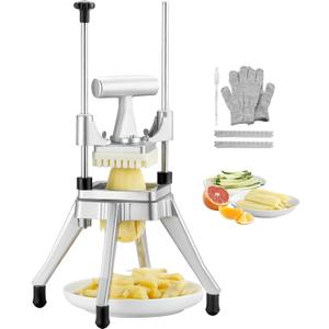 Vevor Commercial Vegetable Fruit Chopper 3/8 Blade Heavy Duty Professional Food Dicer Kattex French Fry Cutter Onion Slicer Stainless Steel for Tomato Peppers Potato Mushroom, Sliver : Home & Kitchen