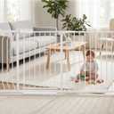 Extra Wide Baby Gate Tension Indoor Safety Gates White Metal Large Pressure Mounted Pet Gate Walk Through Long Safety Dog Gate for The House Doorways Stairs (66.93"-71.65"/170-182CM, White)