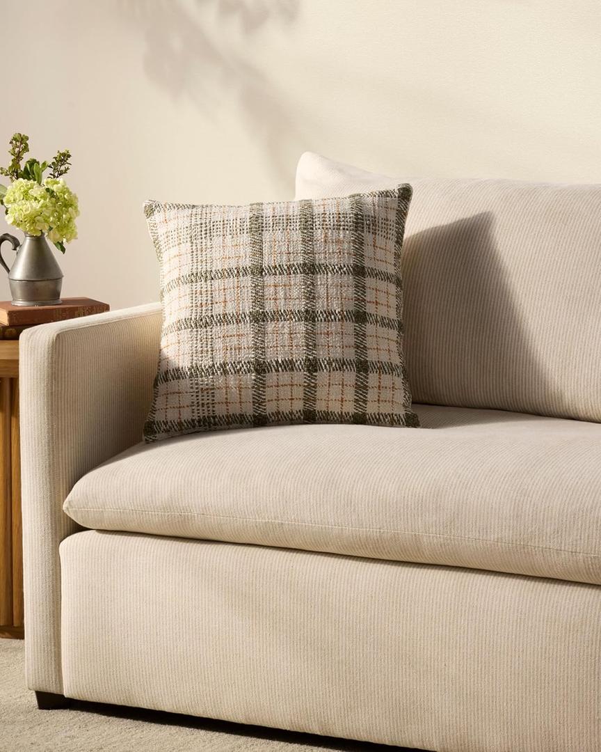 Loloi Chris Loves Julia Walter Collection PCJ0027 Green/Ivory 18'' x 18'' Cover Only Pillow