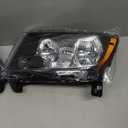 Headlights Assembly Pair for 2011 2012 2013 Jeep Grand Cherokee / 2011-2017 Jeep Compass Halogen Headlamps Head Lights Replacement Driver and Passenger Side,Black Housing Amber Reflector