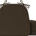 IASEAHK Chair Cushions for Dining Chairs Set of 4, Non Slip Kitchen Chair Pads, 17" x 16" x 2", Indoor Dining Chair Cushions with Ties, D-Shaped Seat Cushions for Kitchen Chairs, Brown