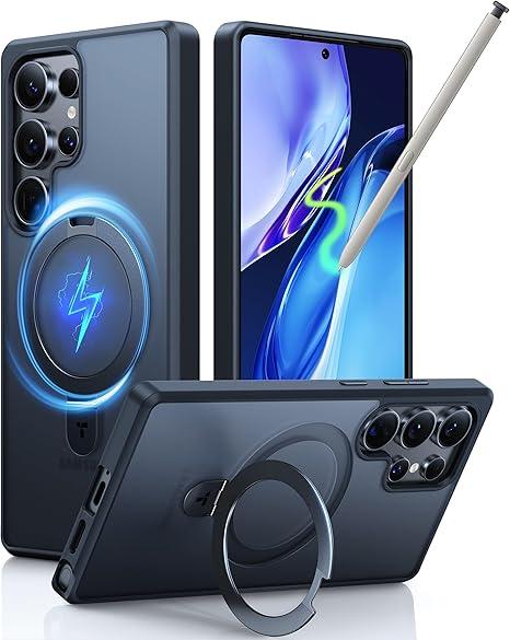 TORRAS Upgraded Magnetic & Stand for Samsung Galaxy S25 Ultra Case, [Fit for Magsafe] [12FT MilGrade Drop Protection] Shockproof Translucent Slim for Samsung Galaxy S25 Ultra Case, Black