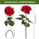 Artificial Rose Flowers, 4Pcs Real Touch Long Stem Faux Roses, Lifelike Latex Roses for Wedding Bouquet, Table Centerpiece, Home Decor, DIY Floral Arrangement, Red