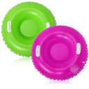 Shappy 2 Pack 36'' 40'' 47'' Snow Tube Inflatable Snow Sleds Heavy Duty Sleds Adults for Winter Outdoor Sports Toboggan with Handles Thickened Bottom(Purple, Green,36 Inch)