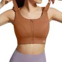 VFUS Adjustable High Impact Sports Bras for Women Zip Front Full Coverage and Lift Padded Compression Tops L