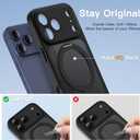 Magnetic for iPhone 17 Pro Max Case 2 x Screen Protector Compatible with MagSafe Translucent Matte Military Grade 17 FT Drop Shockproof Full Camera Protection 360 Spin Stand Phone Cover Black