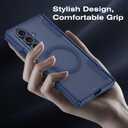 Ruky for Z Fold 7 Case with Front Privacy Screen Protector, ZFold 7 Case with Hinge Protection [Compatible with MagSafe] Protective Translucent Hard Magnetic Phone Case for Galaxy Z Fold 7, Blue