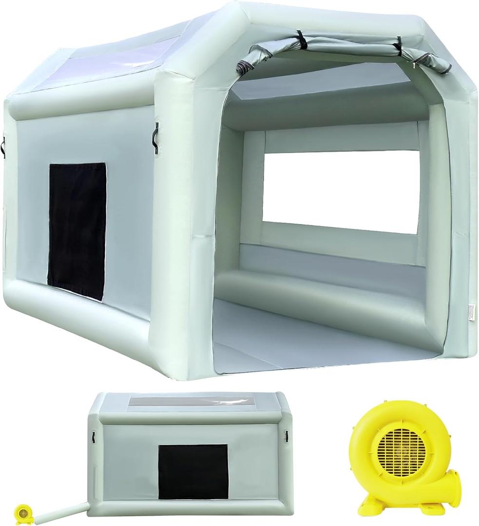 Portable Inflatable Paint Booth Tent with One Blower 550W Inflatable Spray Paint Booth with Air Filter System, Blow Up Paint Booth (10.8x8.2x7.2Ft)