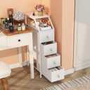 Tohomeor Narrow Dresser Tall Skinny Storage Tower Vertical Slim Chest of Drawers with Charging Station Small Nightstand Side Table for Bedroom, Bathroom, Small Spaces (White, 4 Drawers), 18.9"D x 9.8"W x 34.4"H