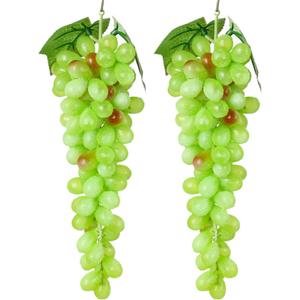 2bunches Green Large Bunch Artificial Grape Lifelike Artificial Grapes Decor Hanging Rubber Grape Bundles Rubber Grapes in for Wedding Kitchen Photography Decoration(85Grains 12 inches)
