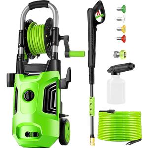 Electric Pressure Washer 4800 PSI 4.0 GPM Power Washers Electric Powered with with 33ft Pressure Hose, 4 Nozzle and Foam Cannon, Powerwashers for Home, Cars, Patio, Upgraded Light Green