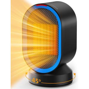 Space Heater Electric Space Heaters for Indoor Use Small Portable Heater 45° Oscillating Personal Heater for Bedroom Home Office (Black)