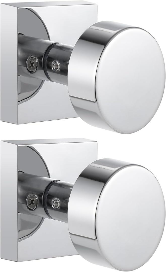 coolnews 2 Pack Polished Chrome Dummy Door Knobs Interior, Single Sided Square Modern Dummy Door Knob Door Handle for Hall/Closet