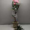 Nearly Natural 34in. Artificial Bougainvillea Topiary with Wood Box