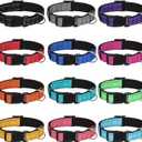 12 Pcs Reflective Puppy Dog Collars Bulk for Litter Dogs Adjustable Safety Nylon Collars with Locking Buckle Soft Padded Breathable Puppy Collar for Cats Pets(Small)