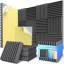 12 Pack Sound Proof Foam Panels For Walls 3x12x12 Self-Adhesive Acoustic Wall Panel High Density,Foam Adhesive Soundproof Wall Panel,Acoustic Panels Sound Absorbing for Studio Gaming Room-Black
