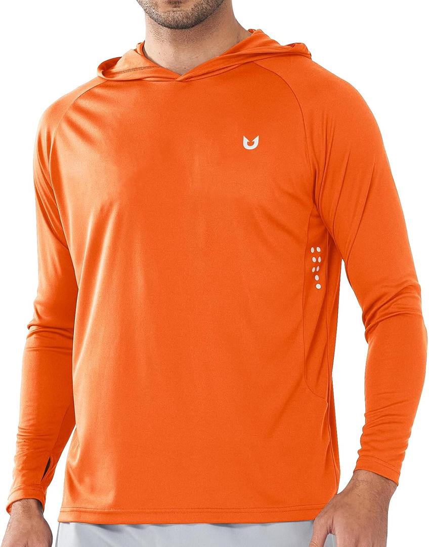 NORTHYARD Men's UPF 50+ Hoodie Shirts Long Sleeve Sun Protection Fishing Swim Beach UV SPF Rash Guard Quick Dry Lightweight (Orange, XXL)
