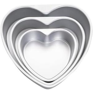 Gvhntk Heart Shaped Cake Pan Aluminum Cake Pans Heart Cake Tin Baking Cake Mold for Valentine's Weddings Birthday Party (3, 6 inch,8 inch,10inch)