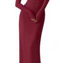 BTFBM Women Bodycon Maxi Dress Fall 2025 Long Sleeve Ruched Elegant Party Cocktail Formal Wedding Guest Dresses(Wine Red,XX-Large) (XXL)