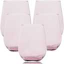 Oojami 36 Pink Plastic Stemless Wine Glasses 12oz Unbreakable, BPA Free Reusable Shatterproof Cups for Party Wedding