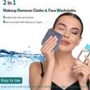 Wash Cloths 12 Pack, Reusable Makeup Remover Towel, Super Soft and Gentle Face Towel for Sensitive Skin, 10x10 inch Small Face Washcloths, Easy to Clean Lint Free Slate Blue Facial Cleansing Cloths