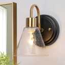 KSANA Sconce Wall Lighting 1-Light Black and Gold Wall Sconces Mid-Century Wall Mounted Light Fixtures with Seeded Glass for Hallway Bedroom Stairway Entryway