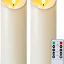 Homemory 3"x8" Outdoor Waterproof Flameless Candles, LED Candles, Battery Operated Candles with Remote and Timers, Electric Fake Plastic Pillar Candles, Ivory White, Set of 2