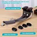 Dual Head Handheld Percussion Massager with Heat, Electric Deep Tissue Back Massager for Neck, Shoulder, Back, Leg & Full-Body Muscle Relief, Ideal Gift for Parents
