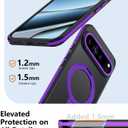 for Google Pixel 10 Case/Pixel 10 Pro Case with 360 Spin Magnetic Stand-Finger Strap, [Fit for MagSafe][16FT Mil-Grade Protection] Ring Holder Kickstand Translucent Matte Phone Case (Purple)