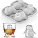 Penguins Ice Cube Tray Fun Shapes, Odd Novelty Cute Penguin Gifts, 2.2" Large Silicone Whiskey Ice Mold for Cocktails,Bourbon,Brandy, w/Funne