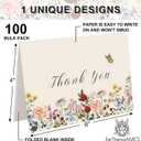 JarThenaAMCS 100 Pack Vintage Wildflower Thank You Cards Flower Greeting Cards Spring Blank Note Cards with Kraft Envelope Sticker for Birthday Wedding Baby Shower Bridal Shower, 4 x 6 Inch