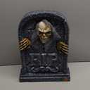 Candieslife Halloween Animatronics Zombie Tombstone - LED Gravestone Decorations with Skeleton Skull, Light Up Eyes, Motion Activated, Creepy Voice, Scary Motion Haunted Horror Prop for Indoor/ Outdoor