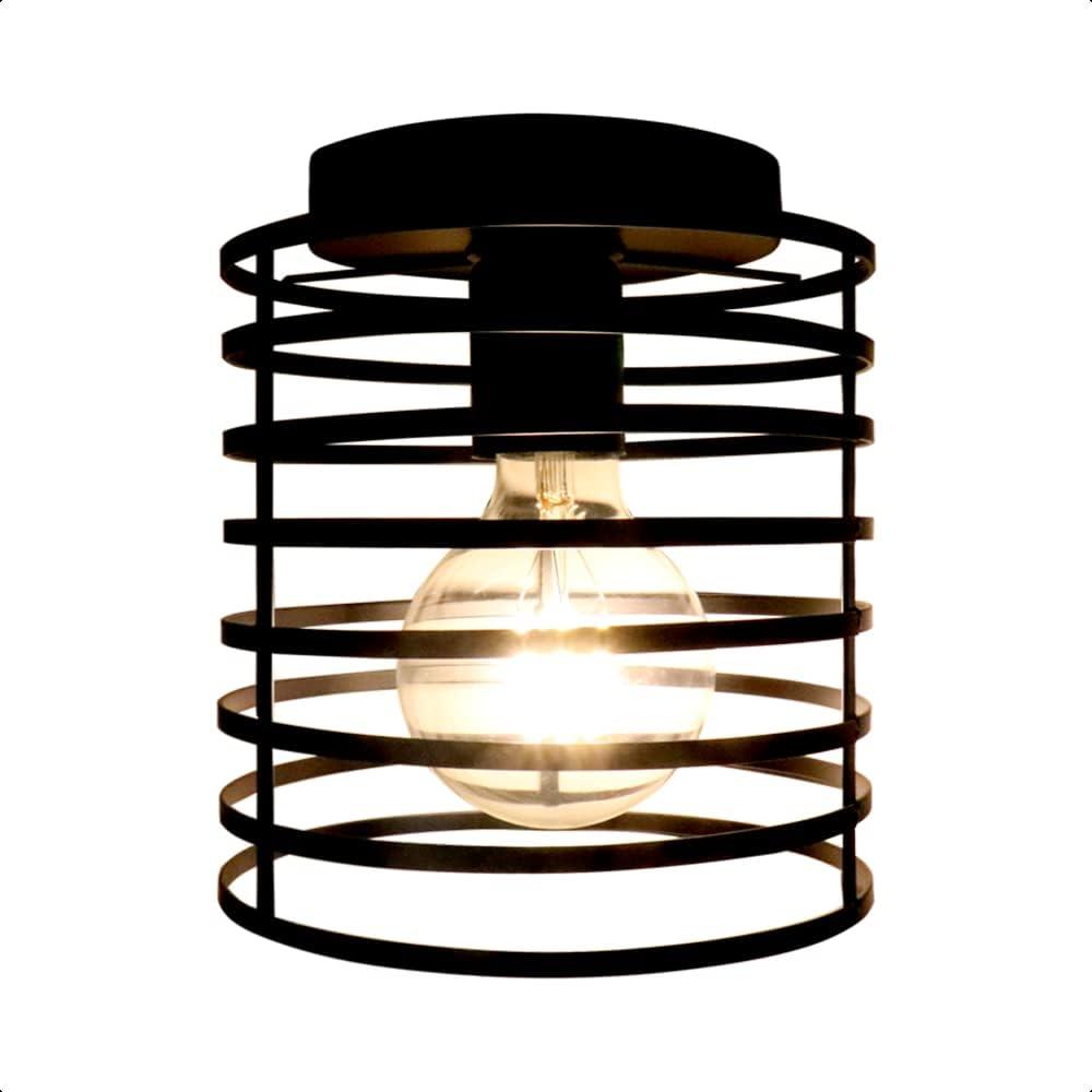 Small Ceiling Light Fixture Rustic Hallway Light Fixtures Ceiling, E26 E27 Base Black Industrial Semi Flush Mount Ceiling Light, for Entryway, Porch, Kitchen Over Sink Light Fixtures