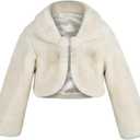 SK Studio Girls Princess Faux Fur Flower Bolero Shrug Party Wedding Dress Up S 