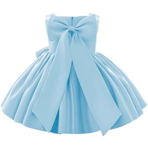 IDOPIP Flower Girl Bowknot Tutu Dress for Kids Baby Princess Wedding Bridesmaid Birthday Party Pageant Baptism Dresses, Size: 6-12 Months