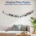 Hanging Photo Display Wall Decor with 30 Wood Clips, YuanDe 67 Inches Boho Wooden Bead Garland Collage Picture Frame Photos String DIY, Photo Hanger for Bedroom Office Dorm Room Decor Gifts(2PCS)