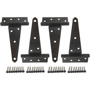 QCAA Stainless Steel Extra Heavy Tee Hinge, 6" x 2.5mm, with Stainless Screws & Hinge Pin, Black Coated, 4 Pack