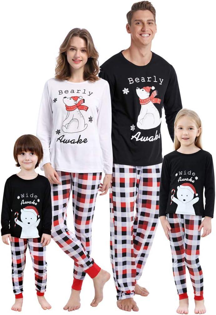 MyFav Matching Family Christmas Pajamas Set Soft Holiday Clothes Sleepwear (Medium, Polar Bear1)