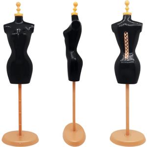 Doll Dress Form Mannequin Dress Form Torso Stand with Base Stand for Apparel Design and Costume Jewelry Display(Black Gold,4pcs) (Black Gold 10.4x3.0x1.9)