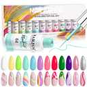 RARJSM Gel Liner Nail Art, Cotton Candy Collection Painting Gelpolish Set Wire Painting Drawing Gel for Nailart Design White Yellow Blue Purple Red Colors (Green)