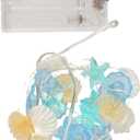 Ocean Themed String Lights, 200cm 20 LED Seashell Starfish String Lights Beach Decorative Lights for Bedroom Birthday Party Wedding Decor