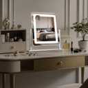 Vanity Mirror with Lights, 15"12.2" Large LED Makeup Mirror with Light, HD Mirror, Smart Touch with 3-Color Lighting, Dimmable, 360 Rotation, Lighted Up for Vanity Desk Tabletop, Bedroom (White)