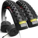 Fincci 27.5 x 2.25 Inch Mountain Bike Tire Foldable 57-584 60 TPI with Nylon Protection with Schrader-Presta Inner Tubes 48mm for All Mountain Enduro MTB Hybrid Bike Bicycle