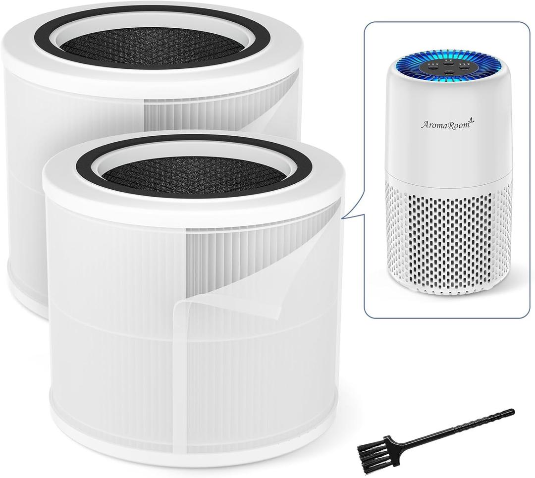 AromaRoom Air Purifier Filter for AP103 Air Purifier, 3-in-1 H13 True HEPA High-Efficiency Activated Carbon Filter, 2 Packs