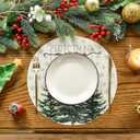 5 x Artoid Mode White Xmas Tree Christmas Round Placemats Set of 4,14 Inch Winter Xmas Holiday Round Table Mats for Dining Decoration (Beige)