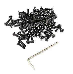 iexcell 100 Pcs M3 x 12 Alloy Steel 10.9 Grade Hex Socket Flat Head Cap Screws Bolts Assortment Kit, Black Oxide Finish