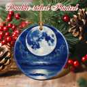 15 x Christmas Ornaments, 2.8 Inch Ceramic Hanging Ornament, Christmas Tree Ornaments, Xmas Decorations, Holiday Decorations, Holiday Party Gifts, and Xmas Gift Ideas - Full Moon Over Ocean